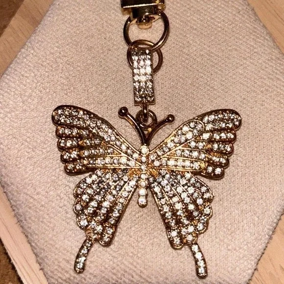 Gold tone butterfly purse charm keychain - Picture 1 of 6
